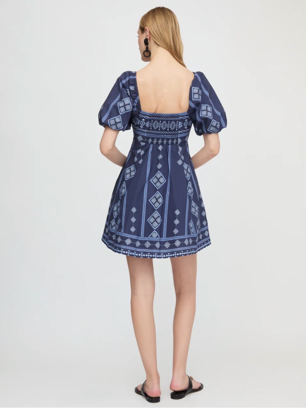Hill House Home The Matilda Mini Dress in Navy Diamond Batik Navy White XXL - Picture 8 of 10